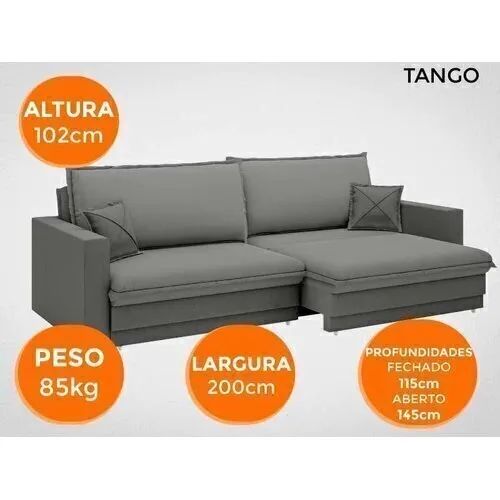 Sofá Tango 2,00m sem caixa, Retrátil e Reclinável Velosuede Bege - Foto 3