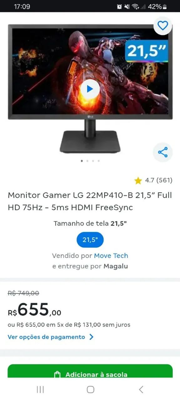 Monitor LG 22 polegadas - Foto 4