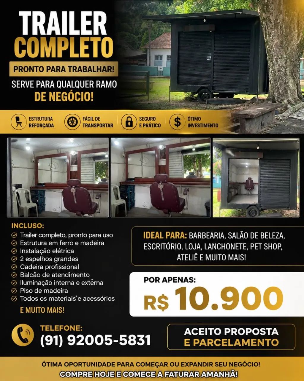 Trailer para negócio ponto comercial