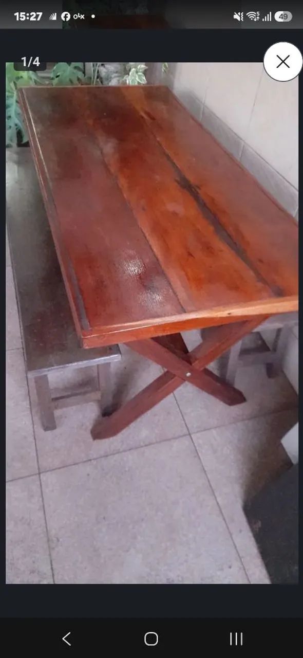 Mesa+2 bancos jatobá/ipê p/8 pessoas c/entrega 