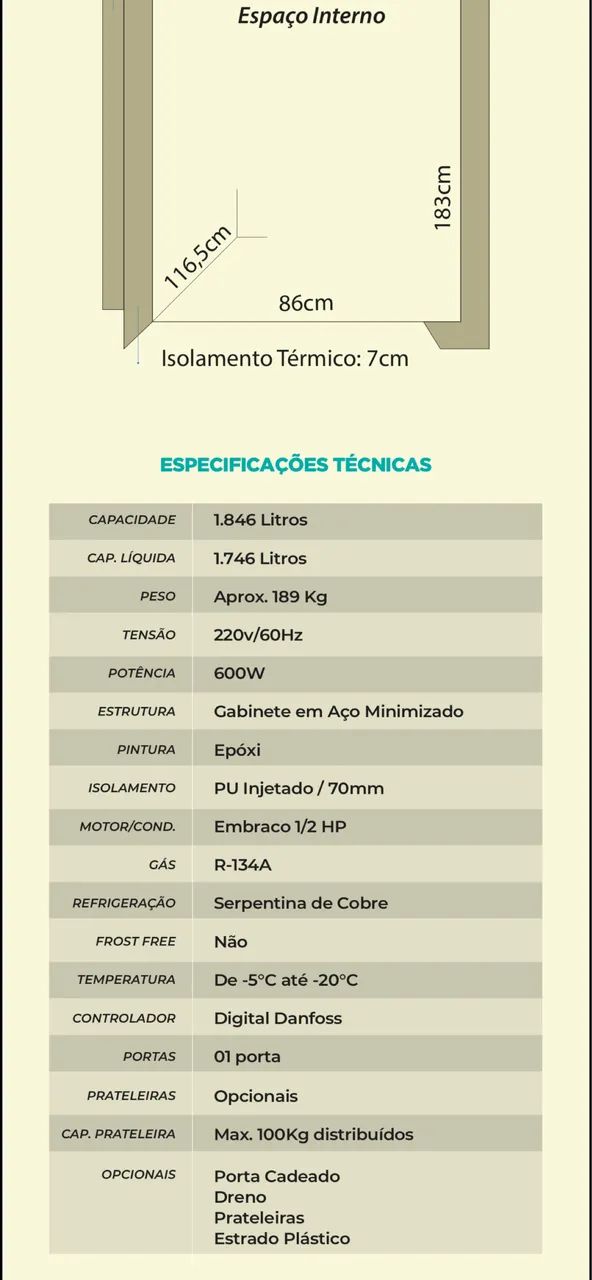 Câmara fria 1800 litros - Zero grau  - Foto 5