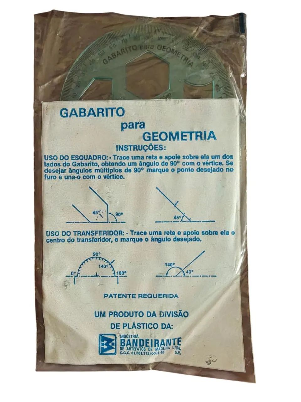 Gabarito geométrico com transferidor, na cor verde,  década de 80 - Foto 2