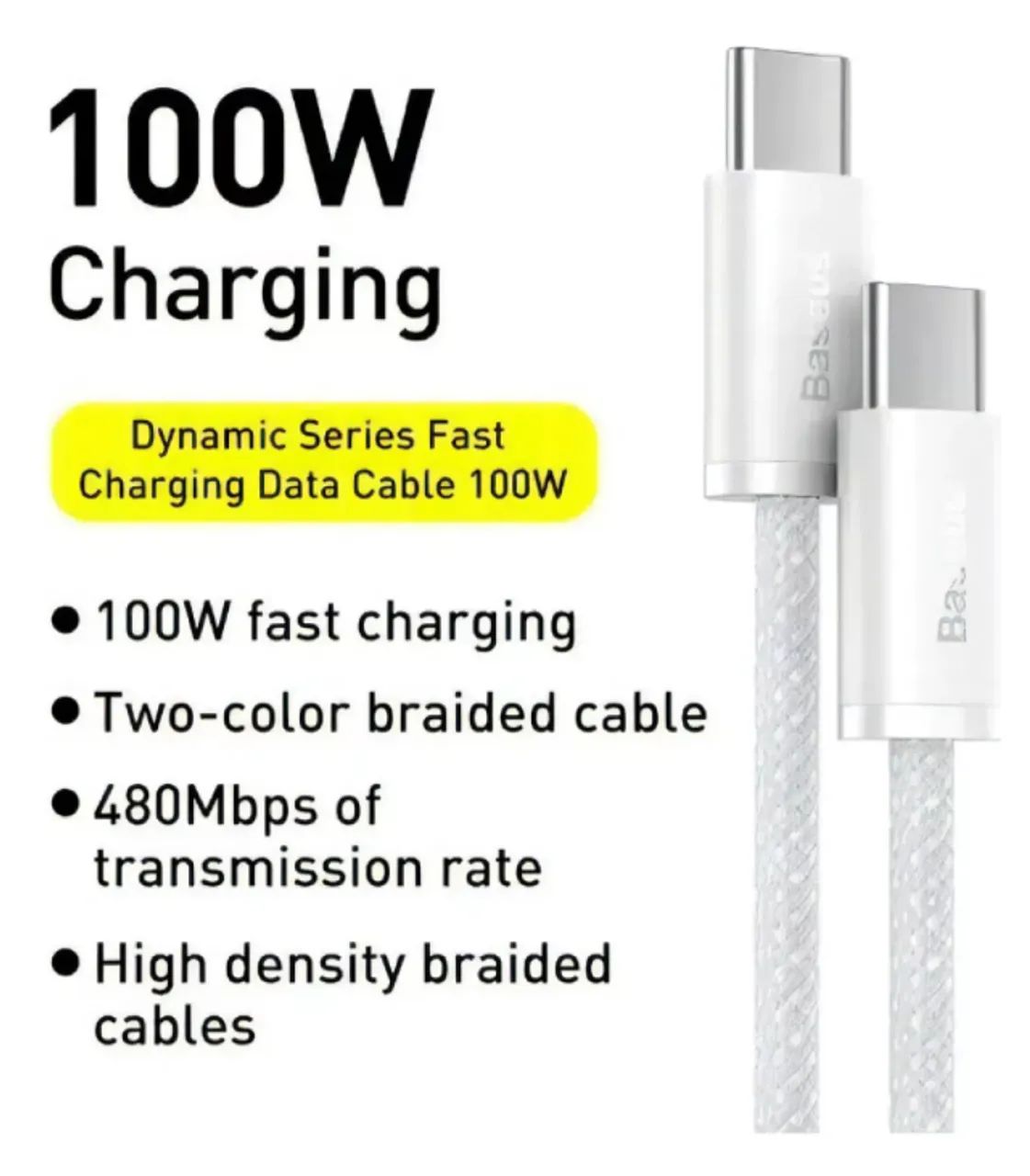 Cabo Baseus Dynamic 4 Fast Charging Usb-c P/ Tipo C 2m 100w - Foto 4