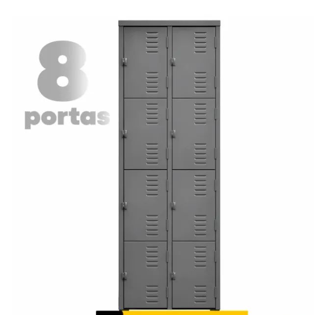 guarda volume com fechamento para cadeado 8 portas