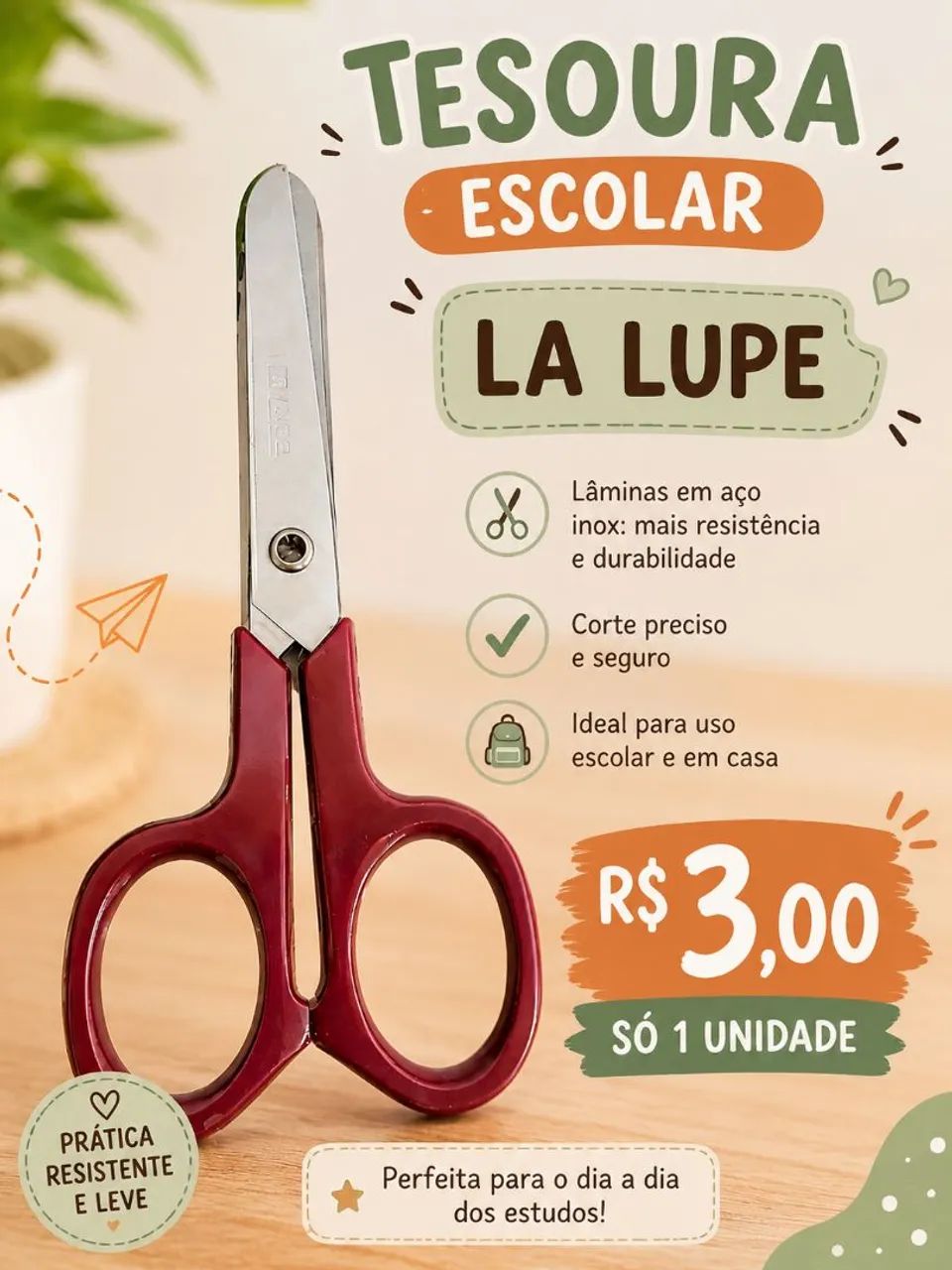 Tesoura escolar La Lupe 