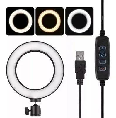 Ring Light 6 Polegadas 16cm 10w Usb Led Tripé Mesa - Foto 2