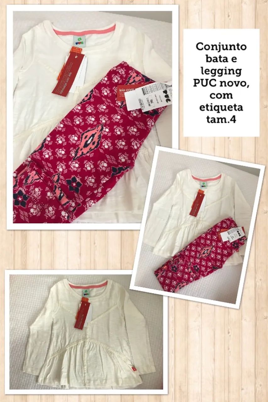 Conjunto de bata e legging PUC - com etiqueta! - tamanho 4 - Foto 4