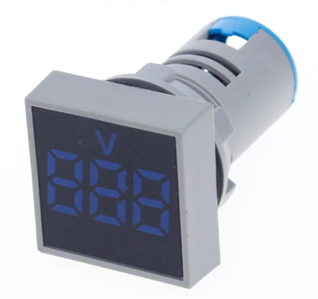 Voltímetro Quadrado Led Digital Medidor De Tensão 22Mm Ac 20-500V Azul COD-CP564  - Foto 3