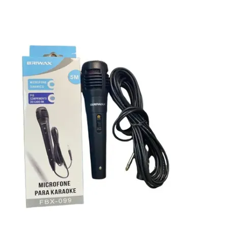 (Novo) Microfone Dinâmico Cabo 5m Caixa De Som Karaokê, Igrejas P10 (50)