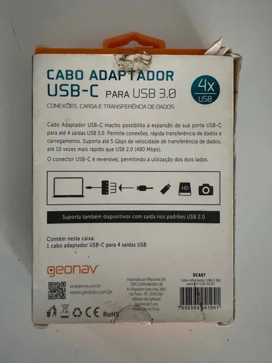Cabo adaptador USB-C para USB 3.0 - Foto 2