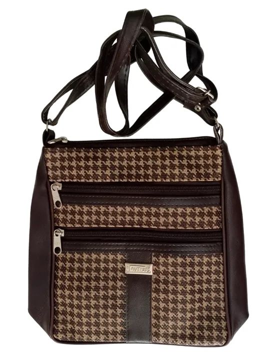 Bolsa Feminina Transversal Tiracolo Pied Poule Marrom 3 Ziper