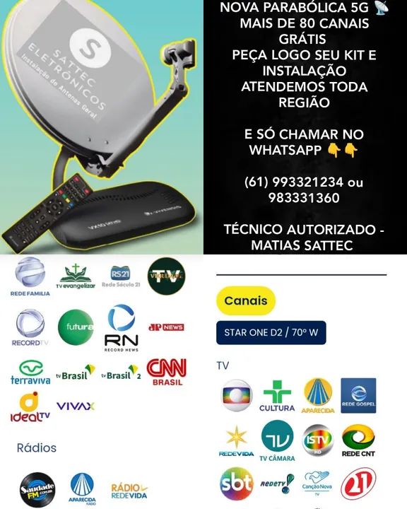 Kit Parabólica Completo Vivensis, instalação de antena  - Foto 2
