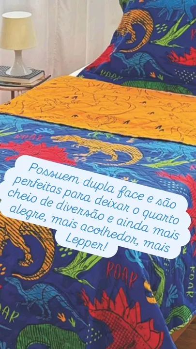 Colcha Cobre Leito Infantil Dinossauros - Dupla Face - Foto 6