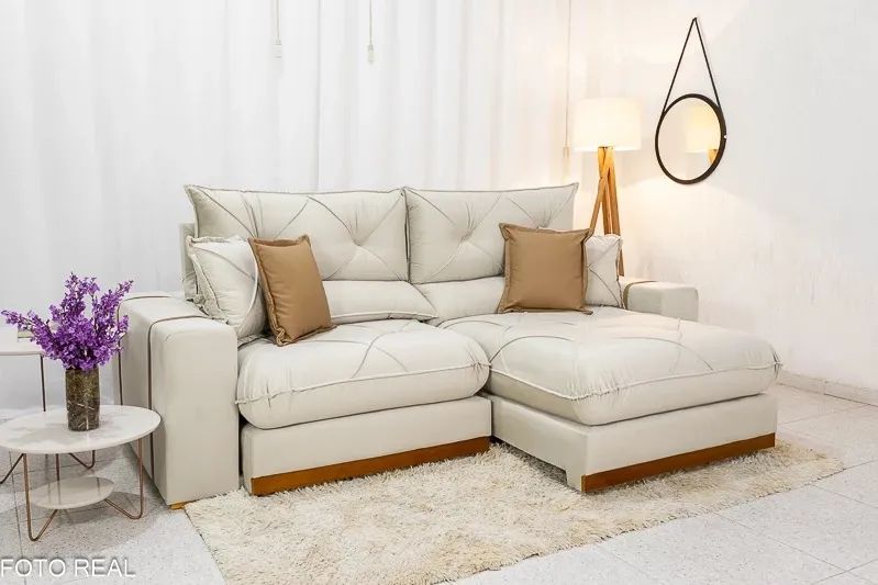Sofá Retrátil Reclinável 2.50m Pérola D33 e Molas Ensacadas rf554 - Foto 2