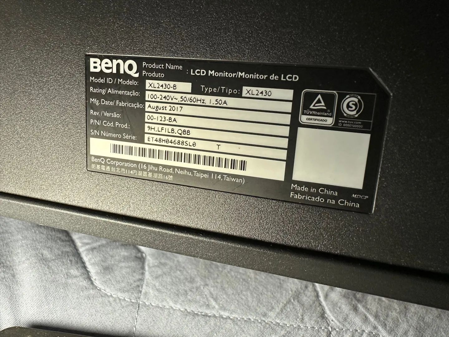 MONITOR GAMER BENQ 24 POL. LED 144HZ 1MS, XL2430