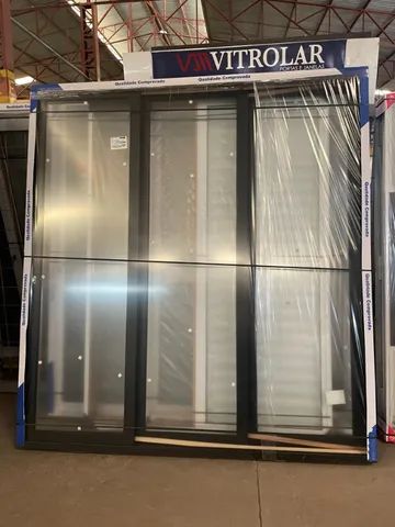 Porta de correr 150x215x12 2 folhas com travessa e vidro temperado Qualiaço - Foto 2