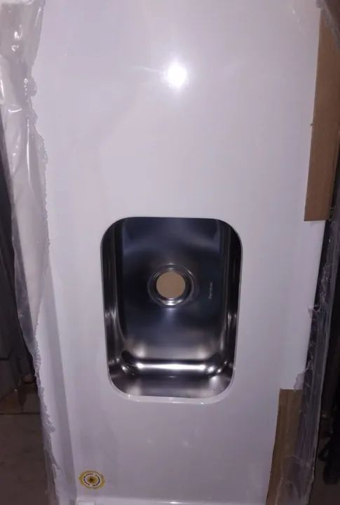 PIA MARMORE SINTETICO COM BOJO INOX 140X55 - Foto 4