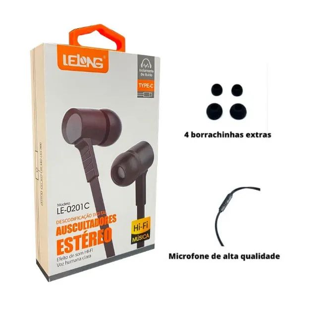 Fone de Ouvido Tipo C Zero Ruído Lelong - Foto 4