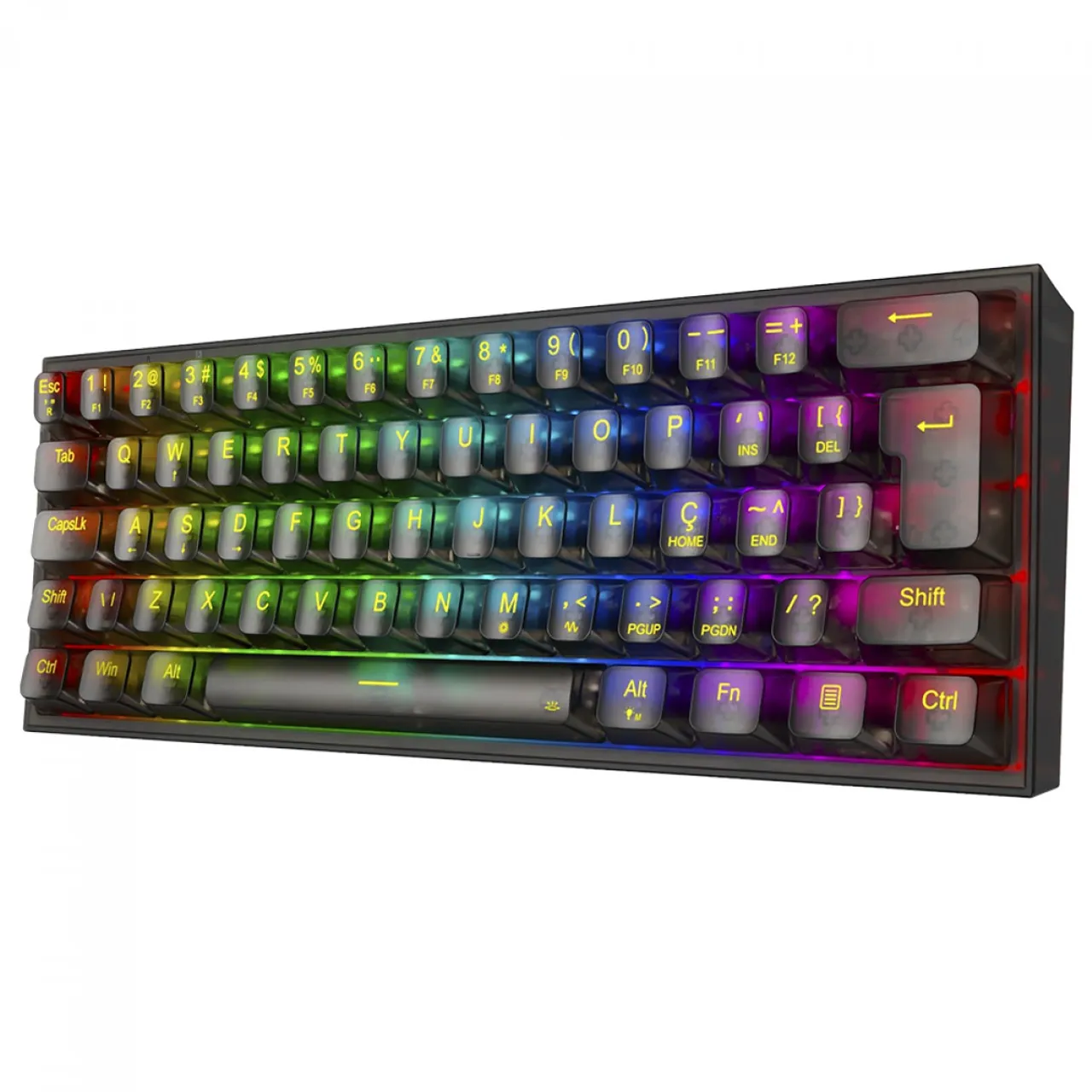 Teclado Mecanico Gamer Redragon Fizz Clear Preto Rgb Switch Crystal