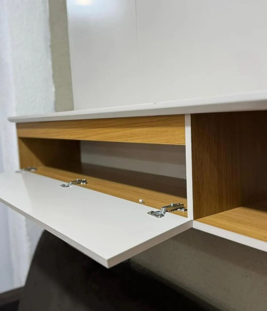 Painel para TV até 60 Polegadas Panamá Plus 100% MDF com 1 Porta Permóbili Off White/Natur - Foto 3