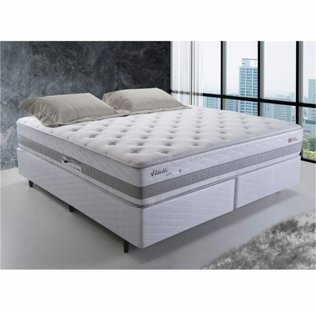 Colchão King Size Herval Vitalle com Molas Maxpring 31x193x203 cm Cinza - Foto 2