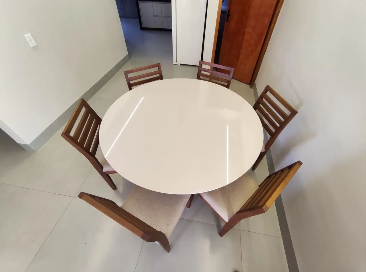 Conjunto de Mesa de Jantar Redonda com 6 Cadeiras madeira  - Foto 2