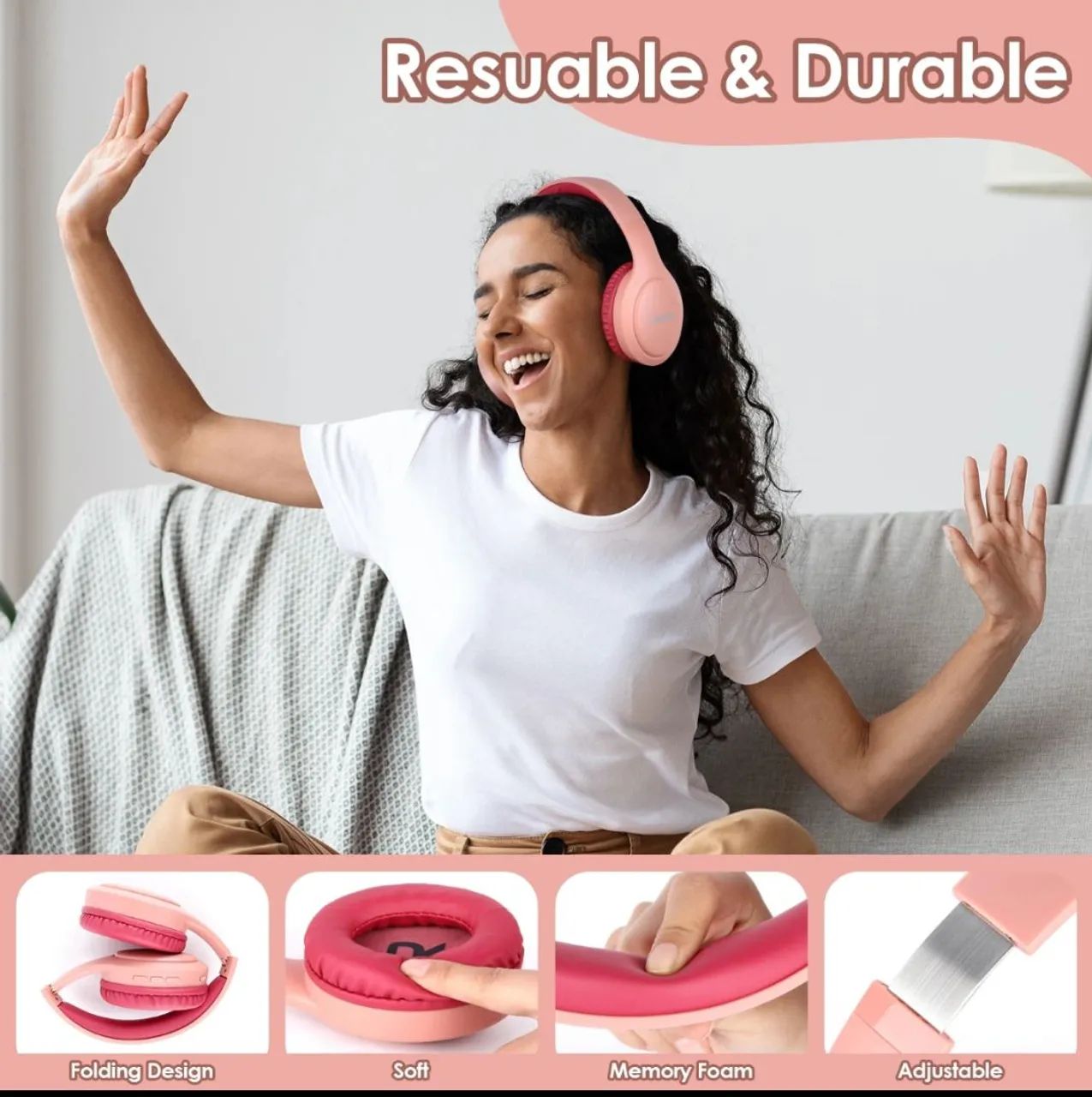 Fone de Ouvido SIINDOO JH-919 "PINK" Headset Wireless/Bluetooth - Foto 3