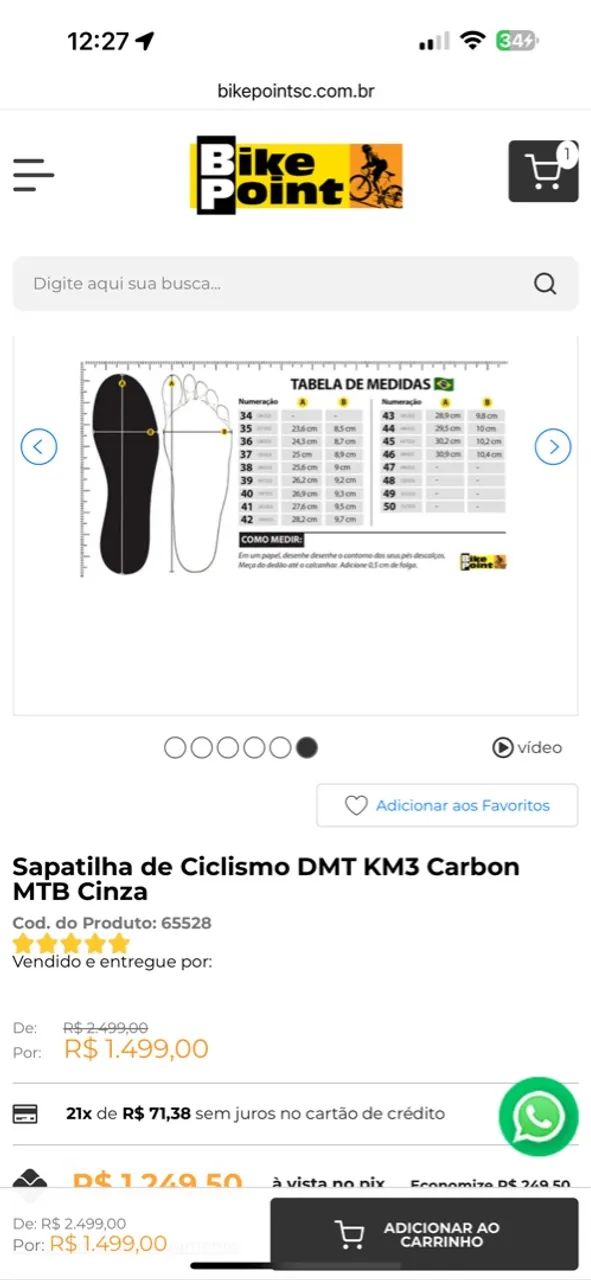 Sapatilha de Ciclismo DMT KM3 Carbon MTB Cinza - Foto 2