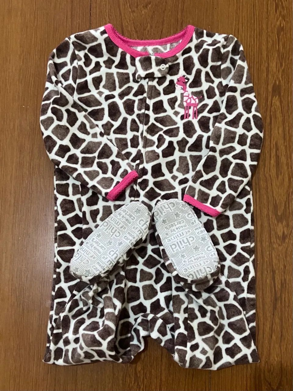 Macacão Girafa carters Bebe menina 18m em fleece com pezinho - Foto 2