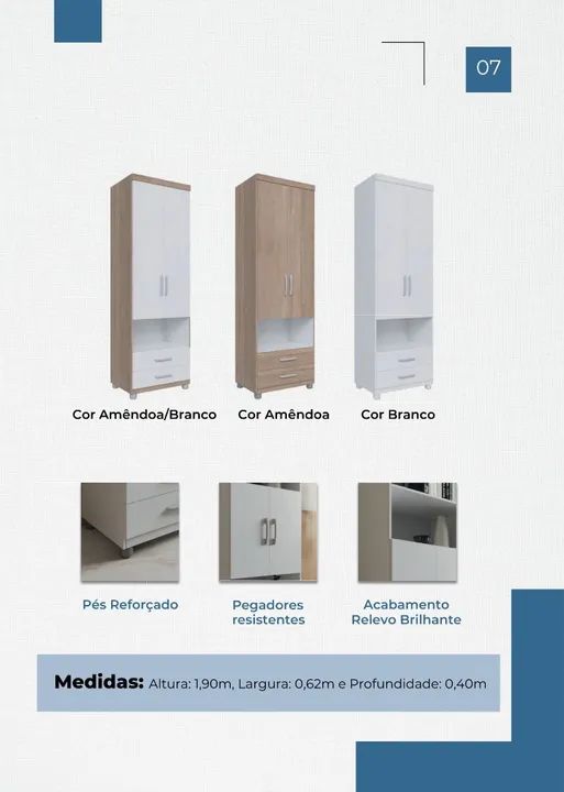 Armário de Multiuso Lucas com 2 Portas e 1 Gaveta - Foto 5