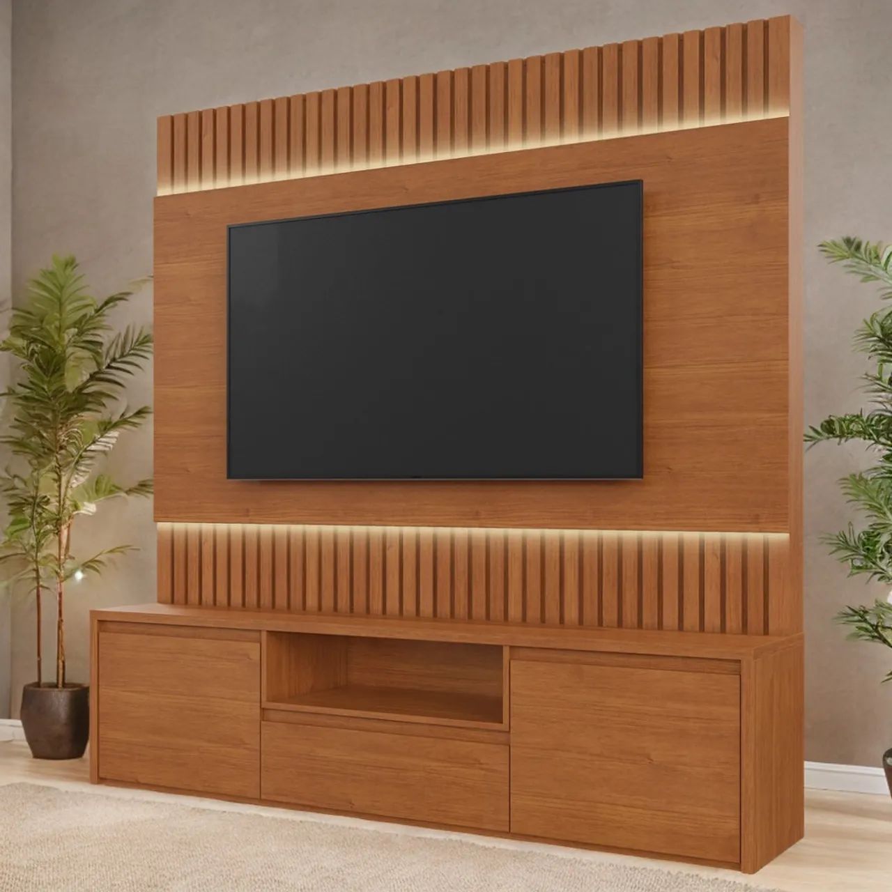 Home até 58? Design Ripado LED Duplo 100%MDF tt332
