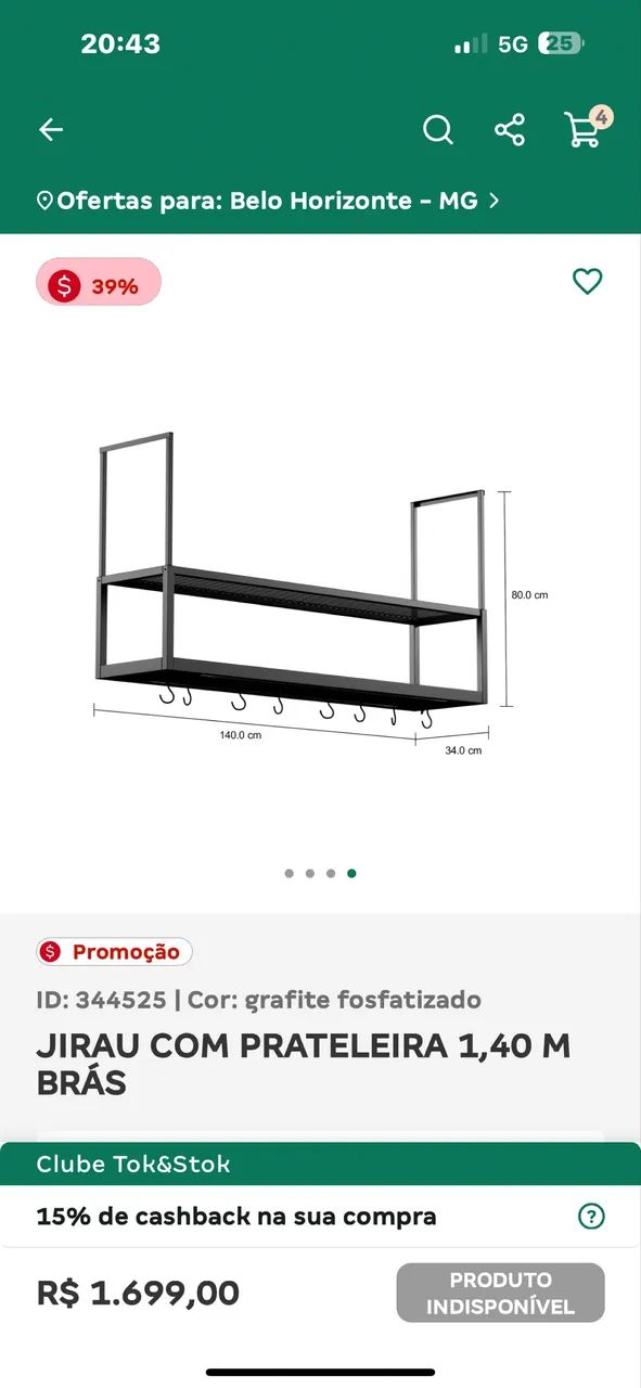 JIRAU COM PRATELEIRA 1,40m BRÁS 