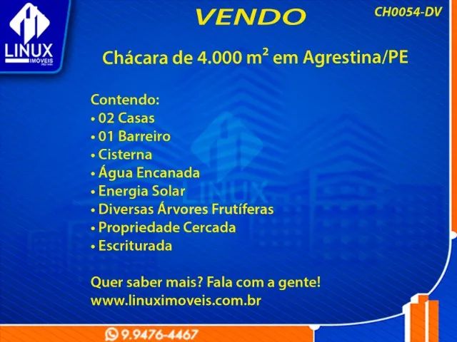 Chácara em Agrestina/PE à Venda (CH0054-DV) - Foto 2