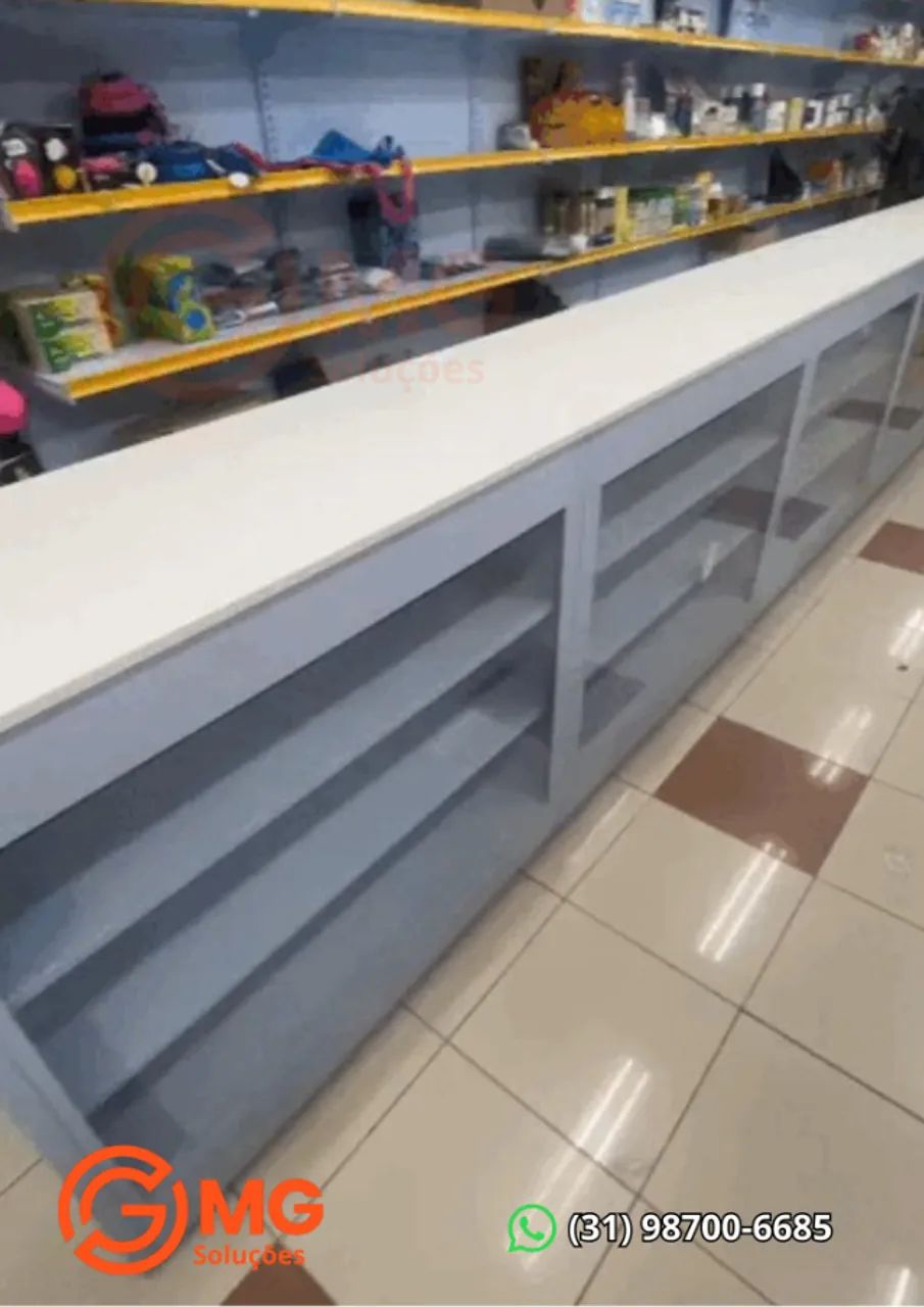 Balcão Vitrine de Aço Branco - Foto 2