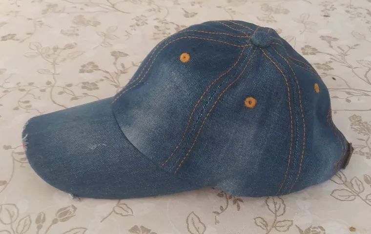 Boné Beisebol com Aba Curva - "JEANS"  - 100% Algodão. * - Foto 2