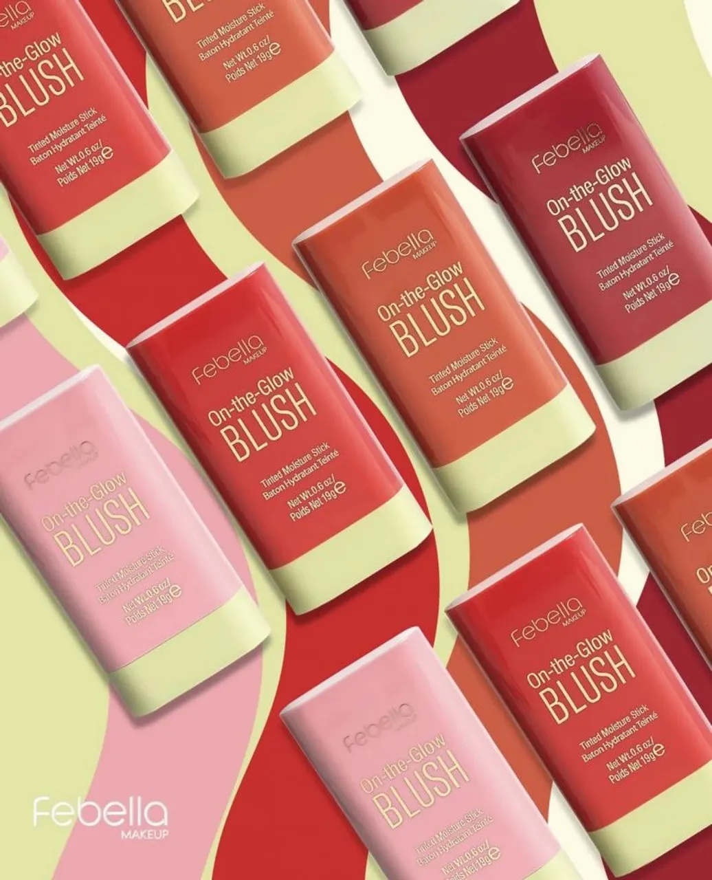 Blush em Bastão On-the-Glow Febella - Cores Vibrantes!