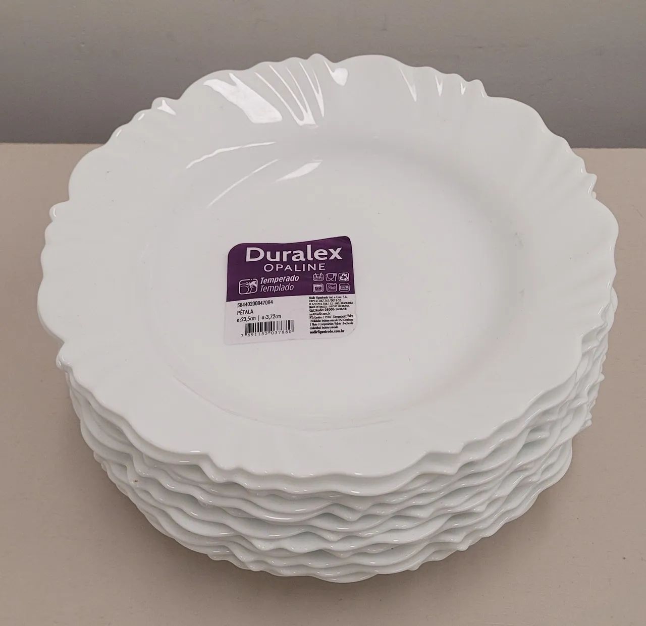 Jogo de Pratos Duralex Opaline 23,5cm - 12 Peças