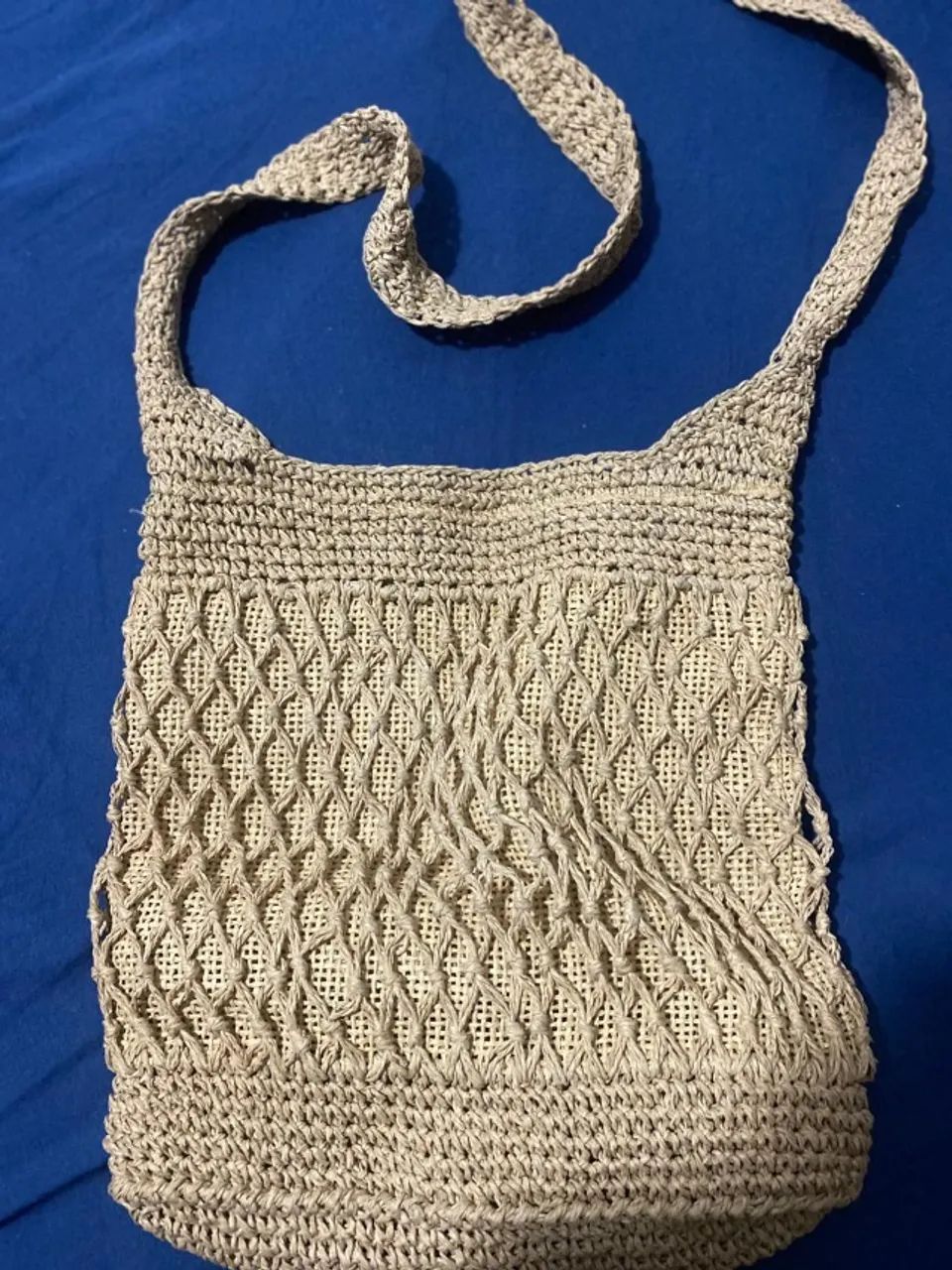 Bolsa Artesanal De Croche Bege  - Foto 3