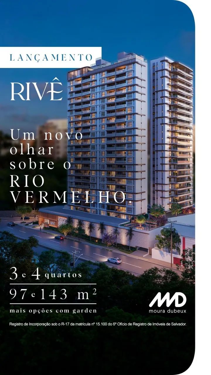 LANÇAMENTO - Apartamento 3 e 4 quartos com suíte e varanda no Rio Vermelho