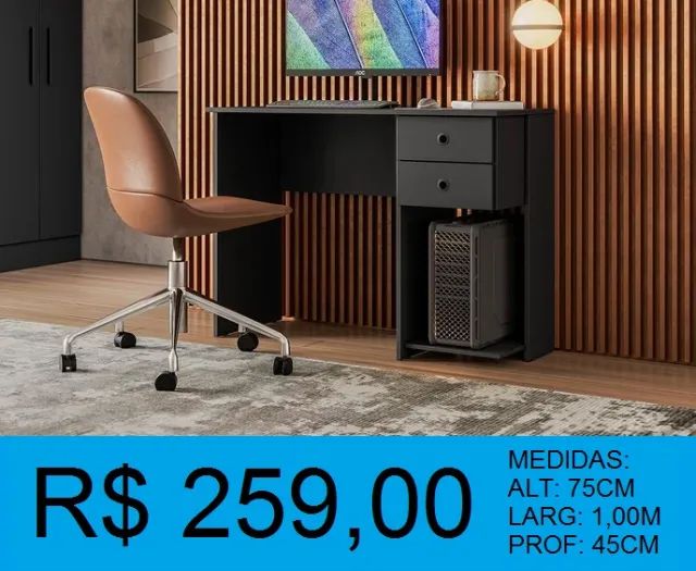 Escrivaninha com gavetas com 1,00 m - Entrega e montagem gratis