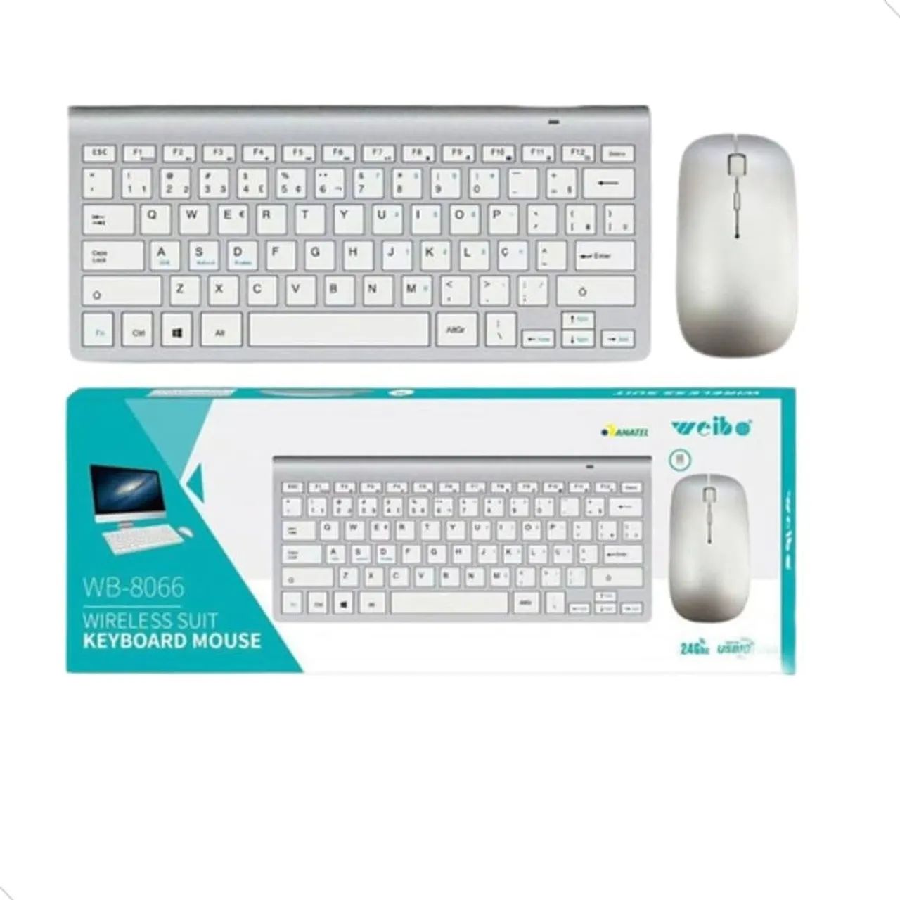 Kit Teclado e Mouse Sem Fio WB-8066 - Novo