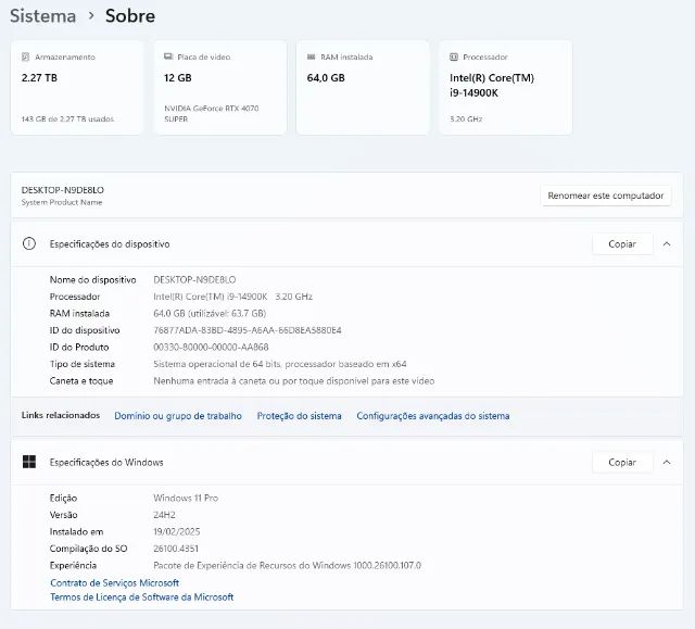 Computador Gamer  i9-14900K   3.20 GHz - 64,GB - com Nota Fiscal   - Foto 6