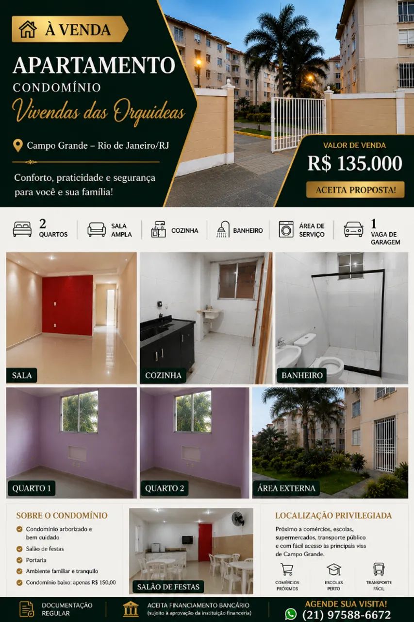 Apartamento a venda em Campo Grande RJ 2 quartos