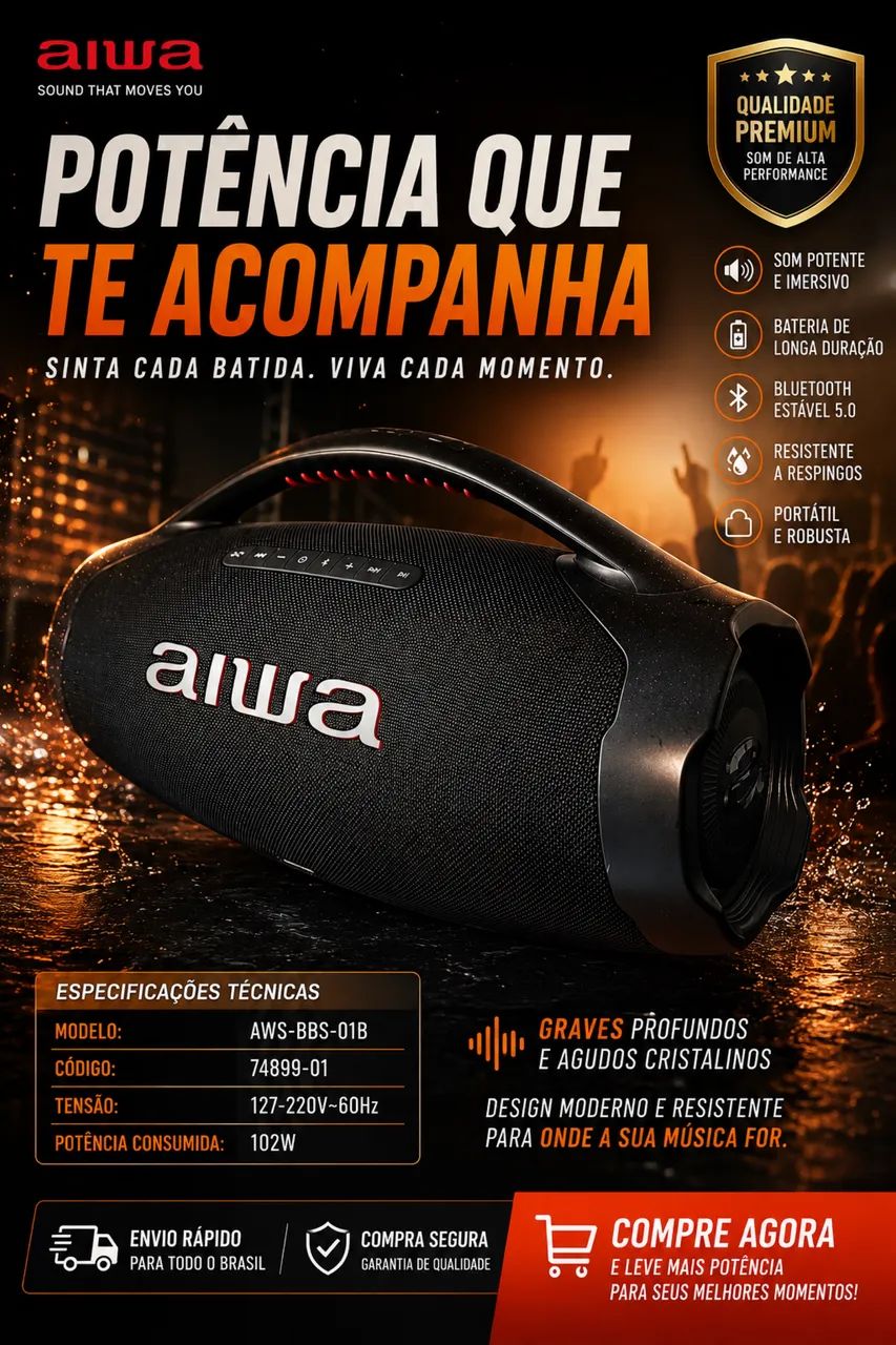 Caixa de som Boombox Aiwa