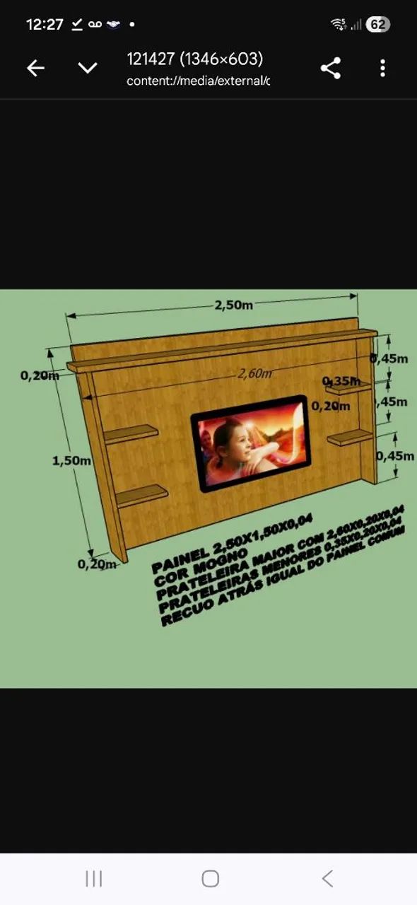 Painel com Rack em madeira maciça  - Foto 3