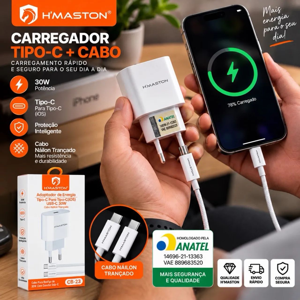 Cabo Carregador Tipo C