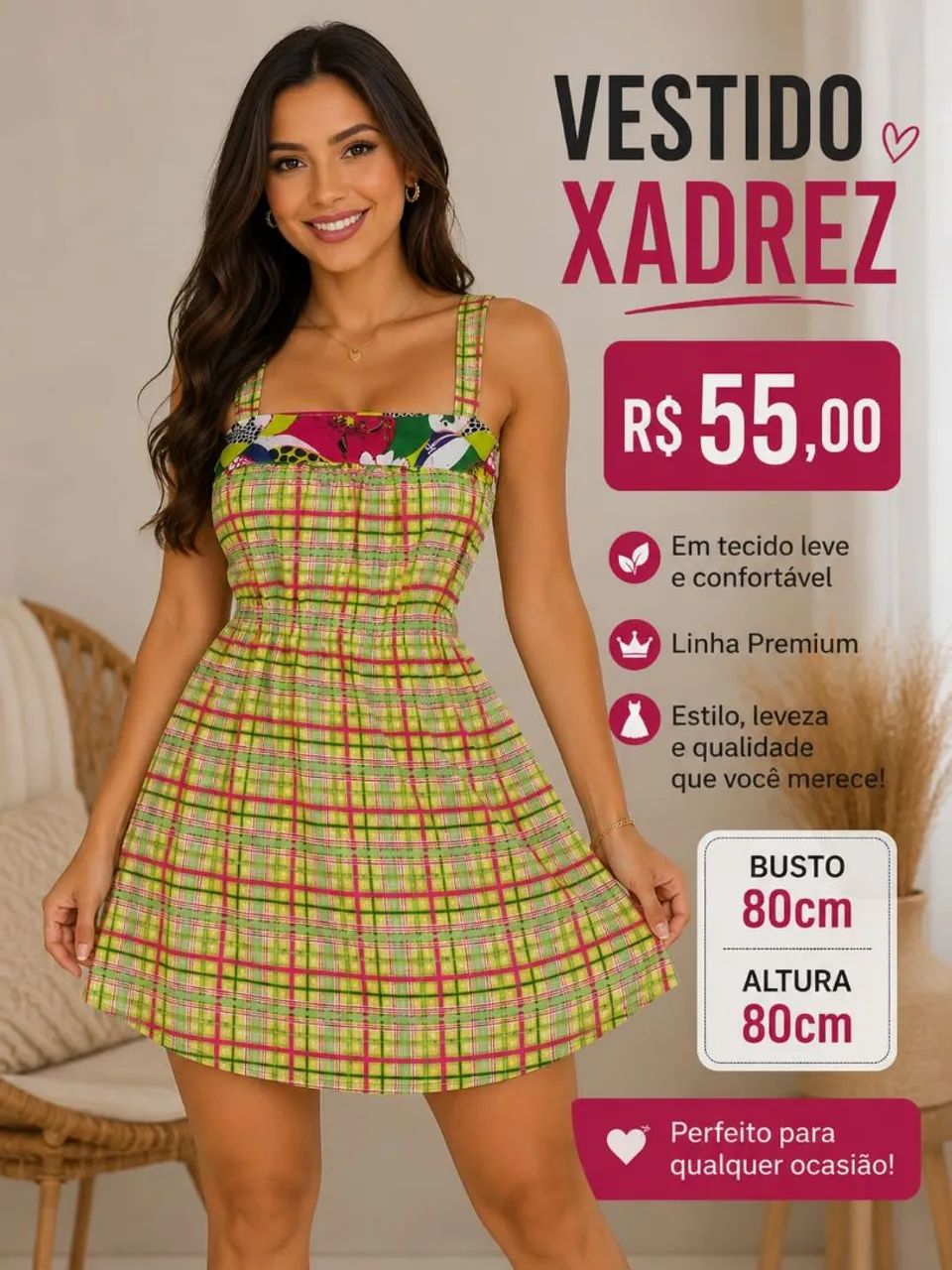 Macacão e vestidos xadrez linha premium confort  - Foto 2