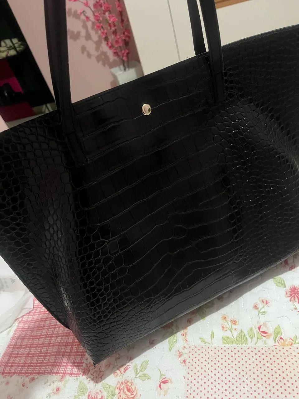 Bolsa preta de couro  - Foto 3