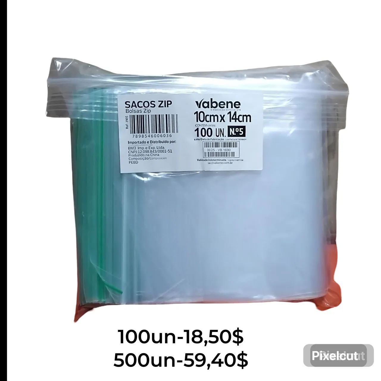 100un Saco  Hermético Zip Lock N°5 10×14cm (Saco Ziper) 