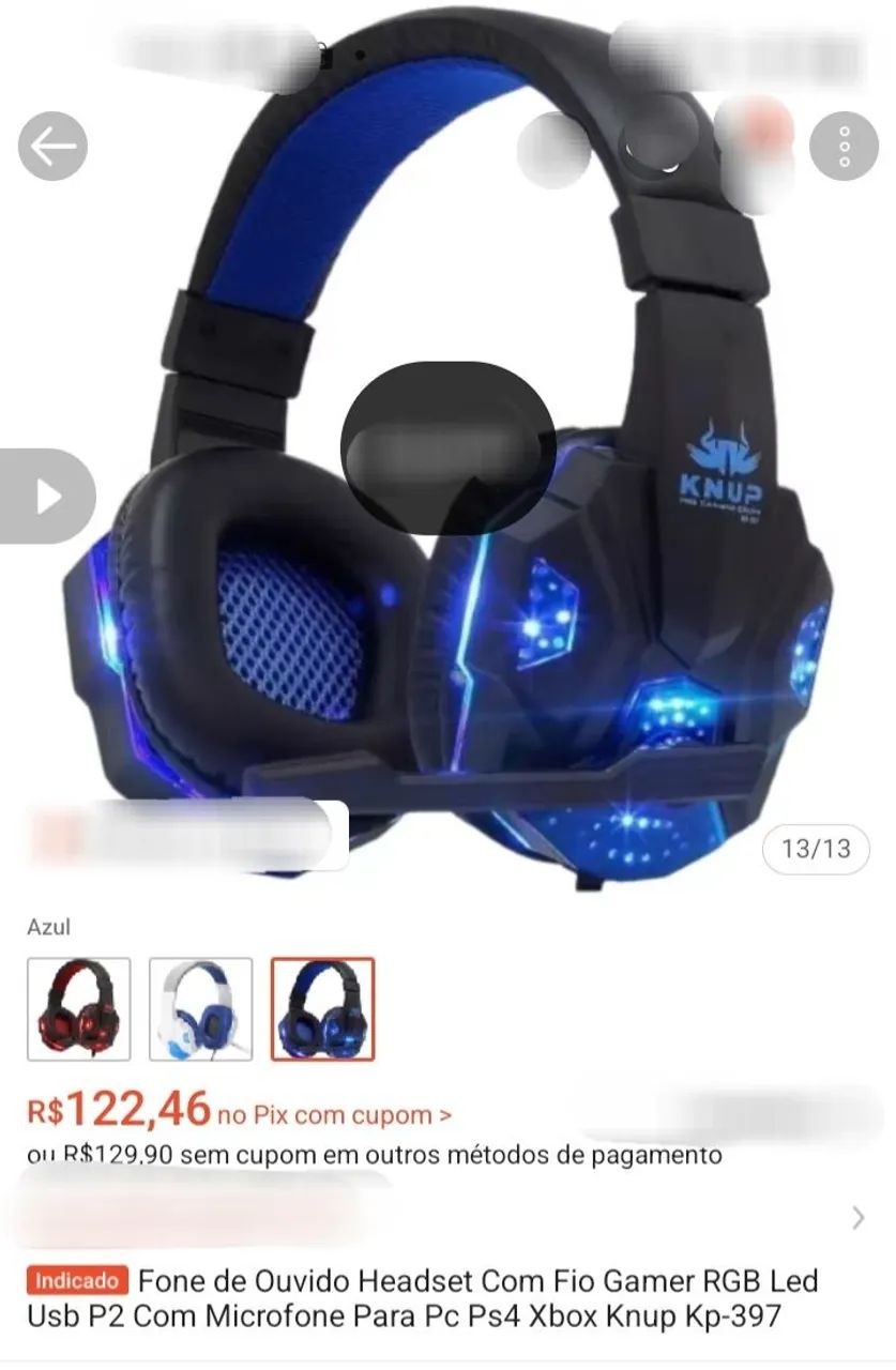 Fone Headset Gamer profissional  Led Rgb conexão USB Pc Notebook Ps4 Microfone  - Foto 5
